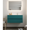 Mondiaz VICA Ensemble de meuble de salle de bain - 100cm - meuble sous-vasque smag - 2 tiroirs - lavabo moon droite - 1 trou de robinet - version XL 60cm de haut SW1090123