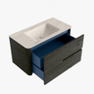 Mondiaz CIRO-DLUX Meuble de salle de bains - 90x45x50cm - Plan-vasque Solid Surface Meli - 1 vasque centrale - sans trous de robinet - 2 tiroirs - Shadow SW1532299