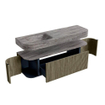 MONDIAZ THOR-DLUX 150cm badmeubel ronding links + rechts kleur Shadow met 1 lade en 2 deuren. Vrijhangende wastafel CLOUD Links 1 kraangat kleur Oza. SW1464658