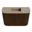 Mondiaz JOYA-DLUX 63.2cm toiletmeubel - ronding links en rechts kleur Walnut - Wastafel FAYE positie Midden Zonder kraangat kleur Arena. SW1424371