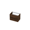INK Wastafelonderkast - 70x45x52cm - 2 lades - greeploos - met houten keerlijst - MFC - Koper eiken SW352500