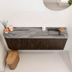 Mondiaz JOYA-DLUX Meuble de salle de bains 111,6 cm - arrondi gauche couleur Walnut - Vasque FAYE position Droite 1 trou de robinet couleur Sombra. SW1424762