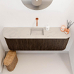 Mondiaz JOYA-DLUX 113.2cm meuble de toilette - arrondis gauche et droite couleur Noyer - Vasque FAYE position Milieu Sans trou de robinet couleur Opalo. SW1422561