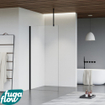 FugaFlow Eccelente Vetro douche à l'italienne salle de bain - 60x200cm - verre clair - bras plafond - noir mat SW1124971