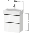 Duravit D-neo Meuble sous vasque 58.4x37.2x62.5cm 2 tiroirs Blanc haute brillance SW640712