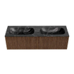 MONDIAZ KURVE-DLUX 150cm badmeubel kleur Walnut met 2 lades. Wastafel STOR SMALL dubbel 2 kraangaten kleur Lava. SW1137321