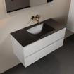 Mondiaz AIVY Ensemble de meuble - 100x45x50cm - 0 trous de robinet - 1 vasque Urban Solid surface - Centre - 2 tiroirs - avec miroir - MDF Talc SW892102