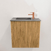Mondiaz JOYA-DLUX 40cm toiletmeubel - kleur Oak - Wastafel FAYE positie Links 1 kraangat kleur Sombra. SW1424223