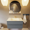 Mondiaz VICA-DLUX Ensemble de meuble de salle de bain - 90cm - meuble sous-vasque plata - 2 tiroirs - lavabo encastré cloud milieu - 1 trou de robinet - version haute de 60cm - ostra SW1085716