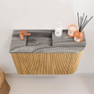 Mondiaz JOYA-DLUX 61.6cm toiletmeubel - ronding rechts kleur Oak - Wastafel FAYE positie Links 1 kraangat kleur Sombra. SW1424274