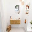 Mondiaz JOYA-DLUX 81.6cm toiletmeubel - ronding links kleur Oak - Wastafel FAYE positie Rechts 1 kraangat kleur Nata. SW1424033