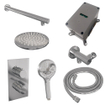 BRAUER Chrome Edition Regendoucheset inbouw - hoofddouche 20cm - gladde knop - inclusief inbouwdeel - handdouche Rond 3 standen - chroom SW538363