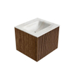 MONDIAZ KURVE-DLUX 50cm Meuble salle de bain - couleur Walnut - 1 tiroir - vasque GRUNNE centre - sans trou de robinet - couleur Ostra SW1137814