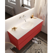 Mondiaz VICA ensemble de meuble de salle de bain - 120cm - meuble sous-vasque fire - 2 tiroirs - lavabo moon milieu - sans trou de robinet - miroir LED - version XL 60cm haut SW1097965