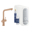 GROHE Blue Home Keukenkraan - L-Uitloop - 1-gats - filterfunctie - plat licht en bruisend water - warm sunset geborsteld SW354732