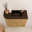 Mondiaz JOYA Meuble de toilette 51,6cm - arrondi gauche couleur Oak - Lavabo FAYE position Droite 1 trou de robinet couleur Urban SW1421266