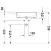 Duravit Vero demi-lavabo encastré 55x47cm 1 trou de robinetterie incluant WonderGliss 0300008