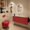 Mondiaz GLOW Miroir de salle de bains - Ovale - 45x90cm - Éclairage LED indirect - Capteur de mouvement - Fire (Rouge) SW1105209