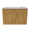 Mondiaz JOYA-DLUX 60cm toiletmeubel - kleur Oak - Wastafel FAYE positie Rechts Zonder kraangat kleur Glace. SW1421950