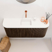 Mondiaz JOYA 93.2cm toiletmeubel - ronding links en rechts kleur Walnut - Wastafel FAYE positie Midden Zonder kraangat kleur Talc. SW1421319