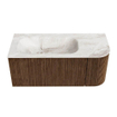 MONDIAZ KURVE-DLUX 105cm Meuble salle de bain avec module 25 D - couleur Walnut - 1 tiroir - 1 porte - vasque BIG SMALL gauche - 1 trou de robinet - couleur Frappe SW1137486