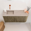 Mondiaz JOYA-DLUX Meuble de toilette 81,6cm - arrondi droit couleur Dusk - Vasque FAYE position Gauche Sans trou de robinet couleur Saba SW1426087