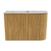 Mondiaz JOYA-DLUX Meuble de salle de bains - 61,6cm - arrondi droit couleur Chêne - Vasque FAYE position Gauche 1 trou de robinet couleur Glace. SW1422013