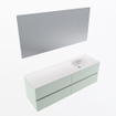 Mondiaz VICA ensemble de meuble de salle de bain - 150cm - meuble sous-vasque greey - 4 tiroirs - lavabo moon droite - 1 trou de robinet - couleur talc - miroir LED - version XL 60cm haut SW1092073