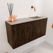 Mondiaz JOYA-DLUX Meuble de salle de bains - 80cm - couleur Walnut - Vasque FAYE position Droite Sans trou de robinet couleur Saba SW1424651