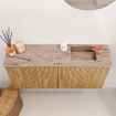Mondiaz JOYA-DLUX 90cm toiletmeubel - kleur Oak - Wastafel FAYE positie Rechts 1 kraangat kleur Arena. SW1423860