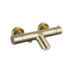 Fortifura Calvi Thermostatische badkraan met ronde handdouche, handdouchehouder en gladde doucheslang Geborsteld Messing PVD (Goud) SW811975