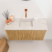 Mondiaz JOYA-DLUX 70cm toiletmeubel - kleur Oak - Wastafel FAYE positie Midden Zonder kraangat kleur Ostra. SW1422201