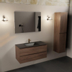 Mondiaz AIVY Ensemble de meuble - 100x45x50cm - 1 trou de robinet - 1 vasque Urban Solid surface - Centre - 2 tiroirs - avec miroir - Melamine Mocha SW892448