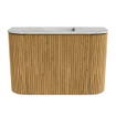 Mondiaz JOYA-DLUX 63.2cm toiletmeubel - ronding links en rechts kleur Oak - Wastafel FAYE positie Midden Zonder kraangat kleur Glace. SW1422032