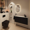 MONDIAZ TURE-DLUX meuble WC 100 cm Urban. EDEN lavabo Ostra position gauche. Avec 1 trou de robinet. SW1104681