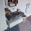 Mondiaz ALAN-DLUX Ensemble de meuble - 90cm - meuble Clay mat - 1 tiroir - Lavabo Cloud Lava suspendu - vasque Centre - 0 trous de robinet SW808462