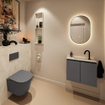 MONDIAZ TURE-DLUX Meuble toilette - 60cm - Dark Grey - EDEN - vasque Ostra - position centrale - 1 trou de robinet SW1104784