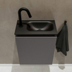 MONDIAZ TURE Kit lave-mains - 40x23x50cm - 1 trou de robinet - 1 porte - gris foncé mat - Lavabo à droite - Solid Surface Noir SW475286