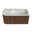 MONDIAZ KURVE-DLUX 95cm Meuble salle de bain avec module 25 G - couleur Walnut - 1 tiroir - 1 porte - vasque BIG SMALL droite - 1 trou de robinet - couleur Glace SW1138040