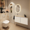 MONDIAZ TURE-DLUX Meuble WC 100cm Talc. EDEN vasque Frappe position gauche. Sans trou de robinet. SW1102604