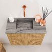 Mondiaz JOYA-DLUX 50cm toiletmeubel - kleur Oak - Wastafel FAYE positie Links Zonder kraangat kleur Sombra. SW1424252