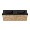 MONDIAZ KURVE 130cm Meuble salle de bain - couleur Oak - 2 tiroirs - vasque CLOUD double - 2 trous de robinet - Urban SW1138453