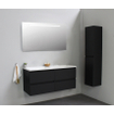 Basic Bella Meuble salle de bains avec lavabo acrylique avec miroir et éclairage Blanc 120x55x46cm sans trous de robinet Noir mat SW491815