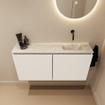 MONDIAZ TURE-DLUX Meuble toilette - 100cm - Talc - EDEN - vasque Ostra - position droite - sans trou de robinet SW1104690