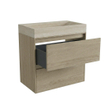 Forzalaqua Ibiza Ensemble meuble de salle de bains - 80x50x70cm - 2 tiroirs - lavabo en travertin - sans trou de robinet - jeu de supports - bouchen de vidage - Smoke SW1476838