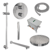BRAUER Stripe Douche de pluie thermostatique encastrable - 3 voies - ronde - SET 43 - pomme de douche 25cm - bras mural droit - douchette à main - flexible de douche - barre coulissante intégrée - chrome SW1434784