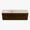 Mondiaz CIRO-DLUX Badkamermeubelset - 160x45x50cm - Solid surface wastafel Nata - 1 wasbak Links - 1 kraangat - 4 lades - Walnut SW1530569