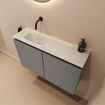 MONDIAZ TURE-DLUX Meuble toilette - 80cm - Smoke - EDEN - vasque Opalo - position gauche - sans trou de robinet SW1126213