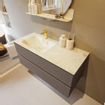 MONDIAZ VICA-DLUX Ensemble meuble de salle de bains - 110cm - sous-meuble smoke - 2 tiroirs - vasque encastrée cloud à gauche - 1 trou de robinet - version haute 60cm - frape SW1088890