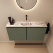 MONDIAZ TURE-DLUX meuble WC 100cm Army. EDEN lavabo Glace position milieu. Sans trou de robinet. SW1103156